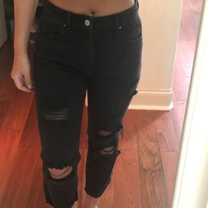 Pacsun high waisted distressed black mom jean
